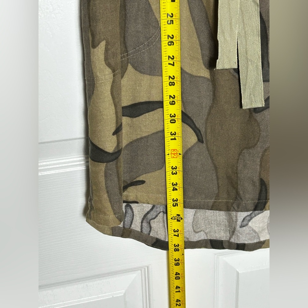 Japna Women’s Small Camo Shirt Dress Long Sleeve Button Front Tie Waist - Picture 9 of 14